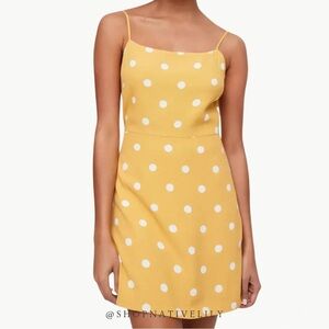 NWT Aritzia Wilfred Women’s Isabelle Polka Dot Mini Dress Sz 8, Yellow & White